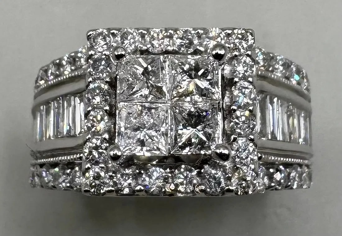 14K WHITE GOLD PRINCESS CUT DIAMOND RING 2.25CT (1 of 4)