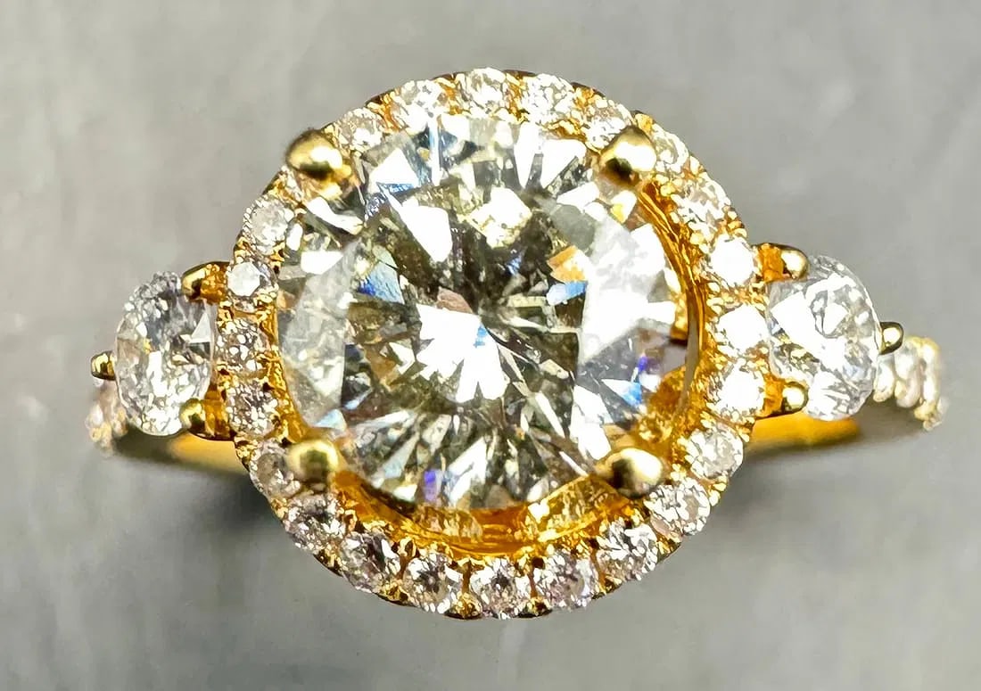 14K YELLOW GOLD ROUND BRILLIANT DIAMOND RING 1.91CT (1 of 3)