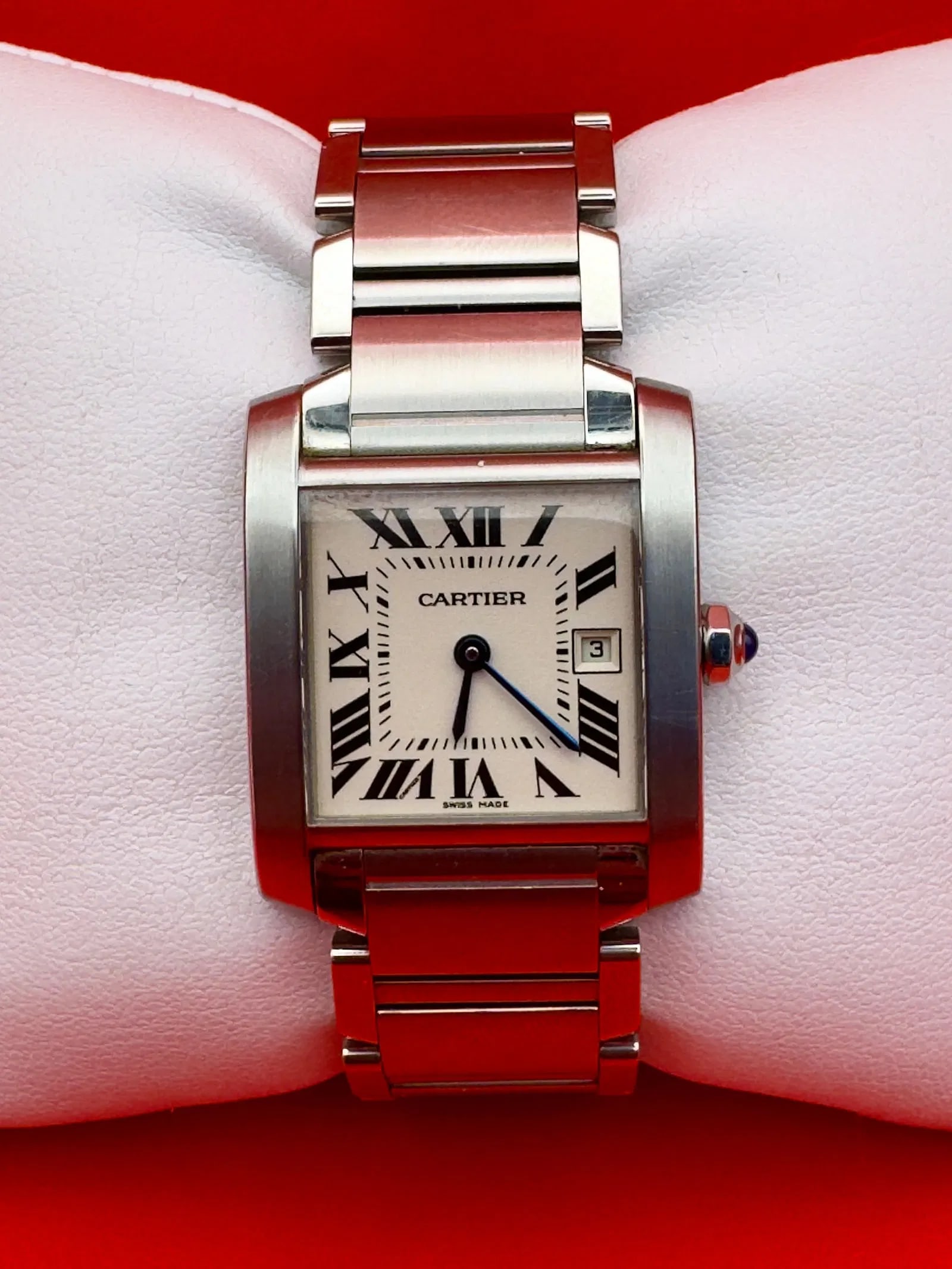 CARTIER TANK FRANCAISE STAINLESS STEEL QUARTZ WATCH REF 2465 (1 of 3)