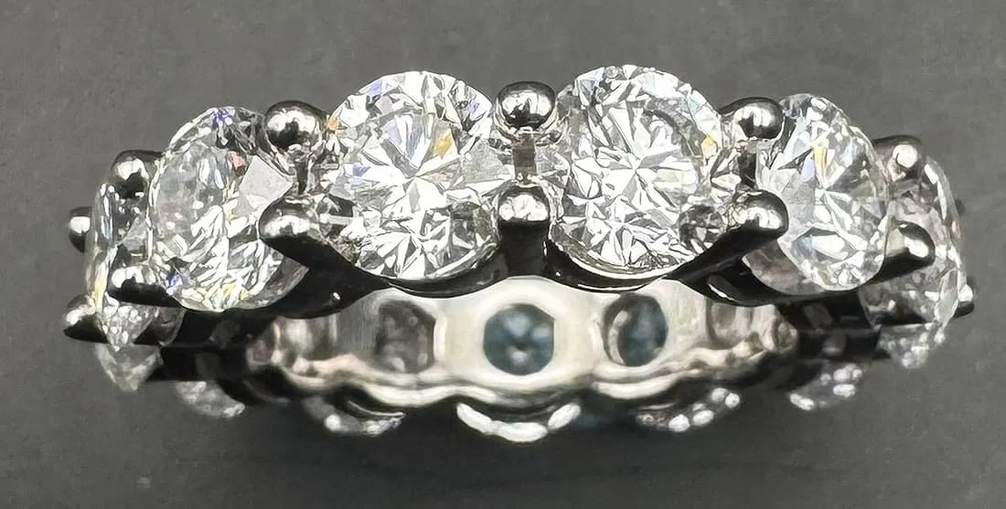 14K WHITE GOLD LAB DIAMOND WEDDING BAND 8.10CT (1 of 4)