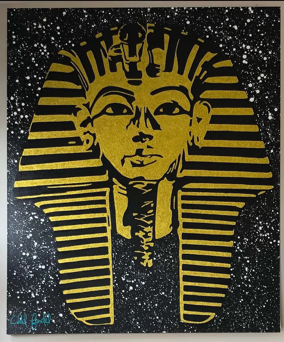 PHARAOH 2019 ORIGINAL POP ART GOLD DIAMOND DUST CHAD FANDEL 1/1 (1 of 3)