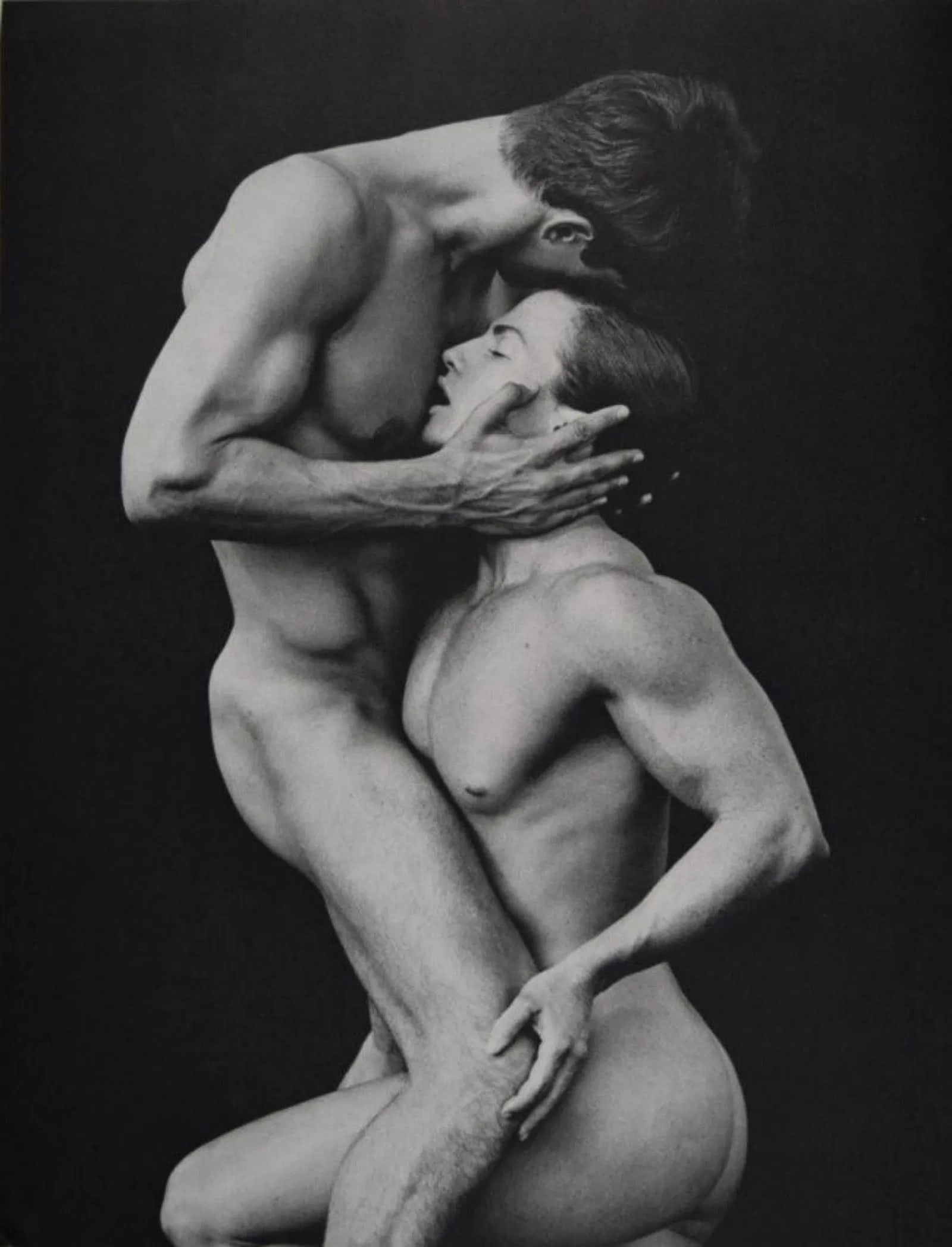 HERB RITTS (1952-2002): Two Male Nude 1988 Print in colors mounted to archival board 14" x 11"