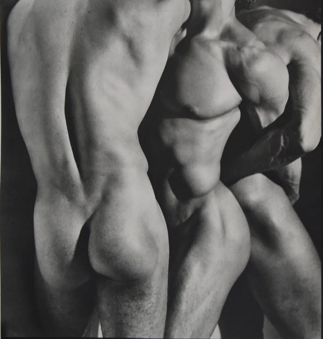 HERB RITTS (1952-2002): Threu Male Torso, LA, 1980. Print in colors mounted to archival board. 14" x 11"