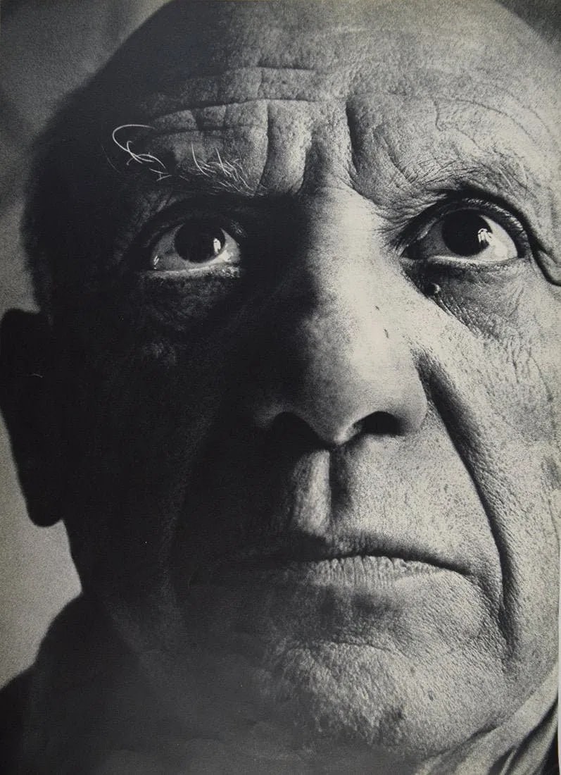 RICHARD AVEDON (1923-2004): Pablo Picasso Printed in colors mounted on archival board 14" x 10"