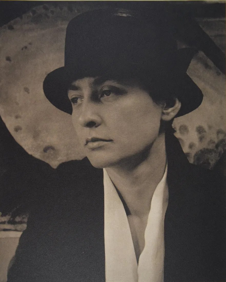 ALFRED STIEGLITZ (1864-1946): Georgia O' Keeffe Printed in colors mounted on archival board 9" x 7"