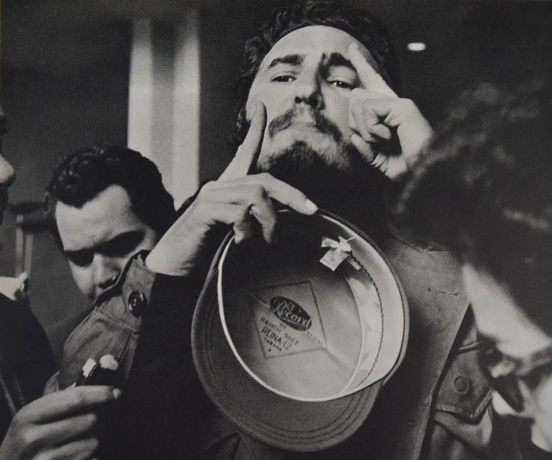 ALFRED EISENSTAEDT (1898-1995): Fidel Castro Printed in colors mounted on archival board 8" x 9 1/4"