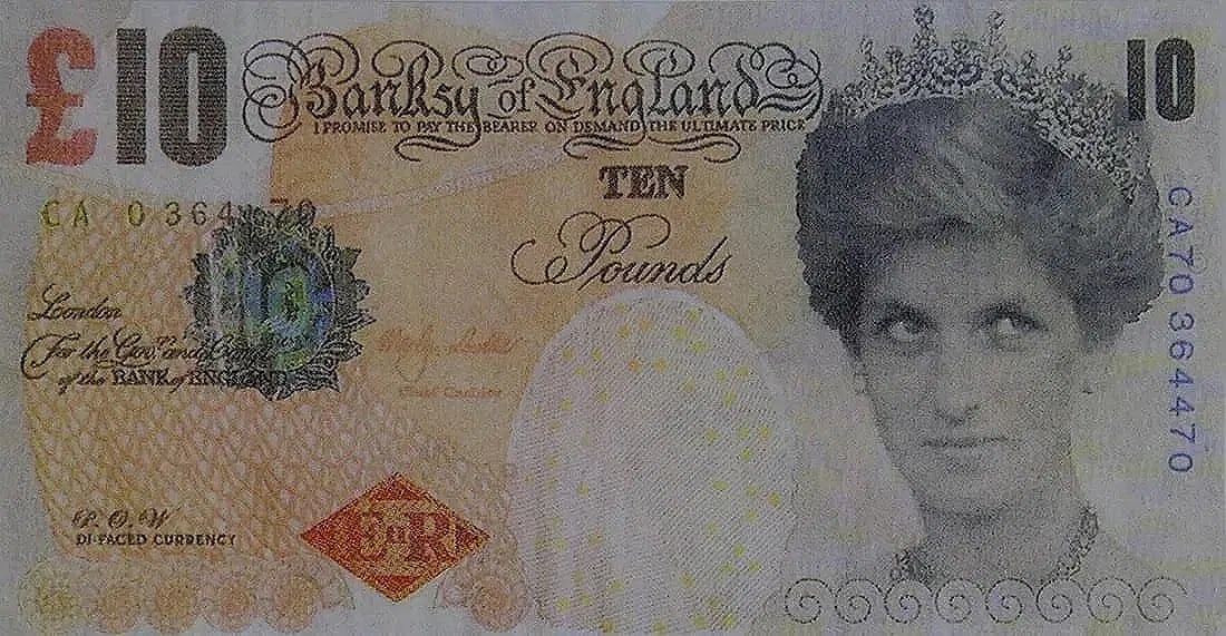 BANKSY (B. 1974): 'Di-faced Tenner' depicting Princess Diana 5 3/4" x 3"