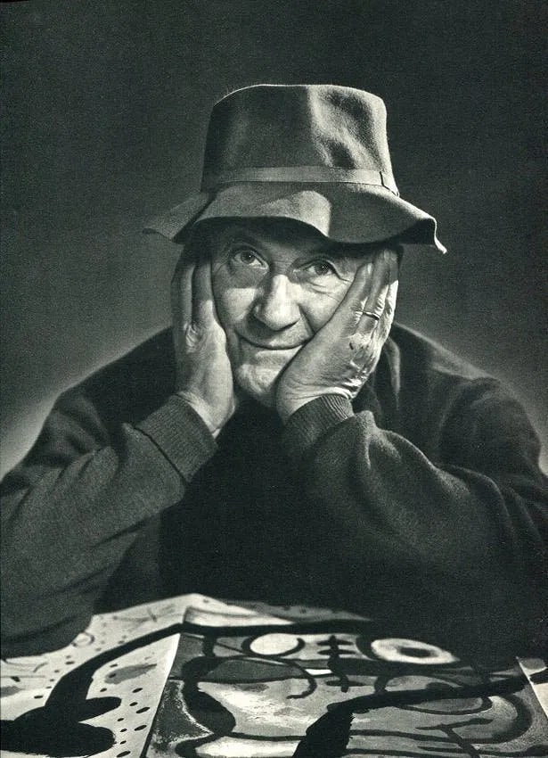 YOUSUF KARSH (1908-2002): Joan Miro Printed in colors mounted on archival board 11 1/2" x 9"