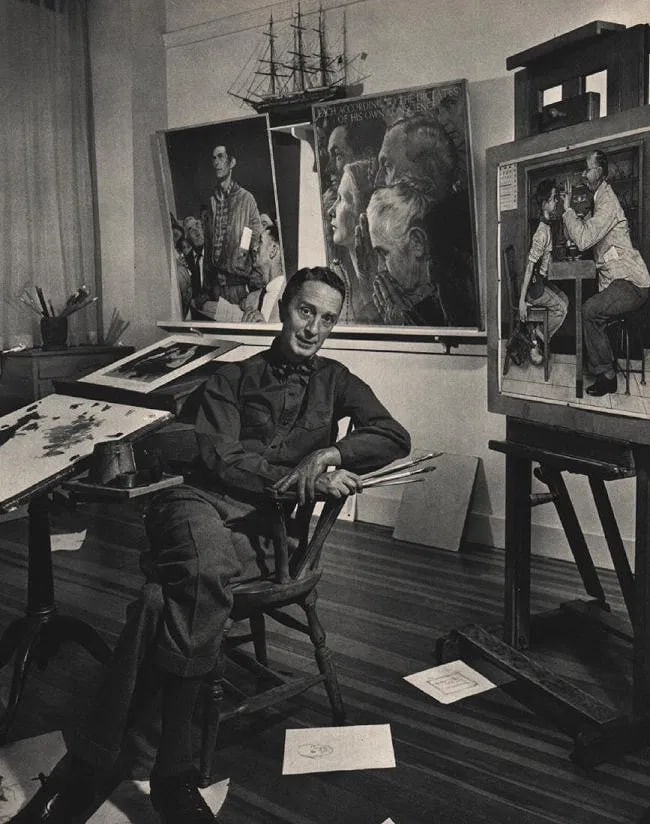 YOUSUF KARSH (1908-2002): Norman Rockwell Printed in colors mounted on archival board 12" x 9"