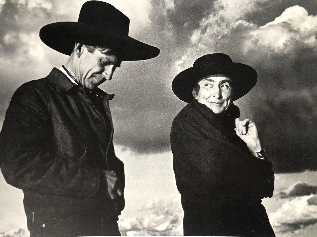 ANSEL ADAMS (B. 1902-1984): Georgia O' Keeffe & Orville Cox Canyon de Chelly National Monument Arizona Printed in colors mounted on archival board 7 1/2" x 10 1/2"