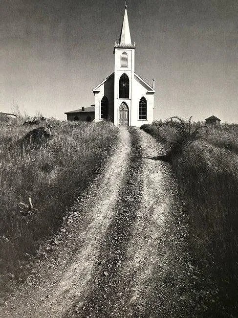 ANSEL ADAMS (B. 1902-1984): Church at Sun Rise, Waiohinu Hawaii Printed in colors mounted on archival board 12" x 8 1/2"