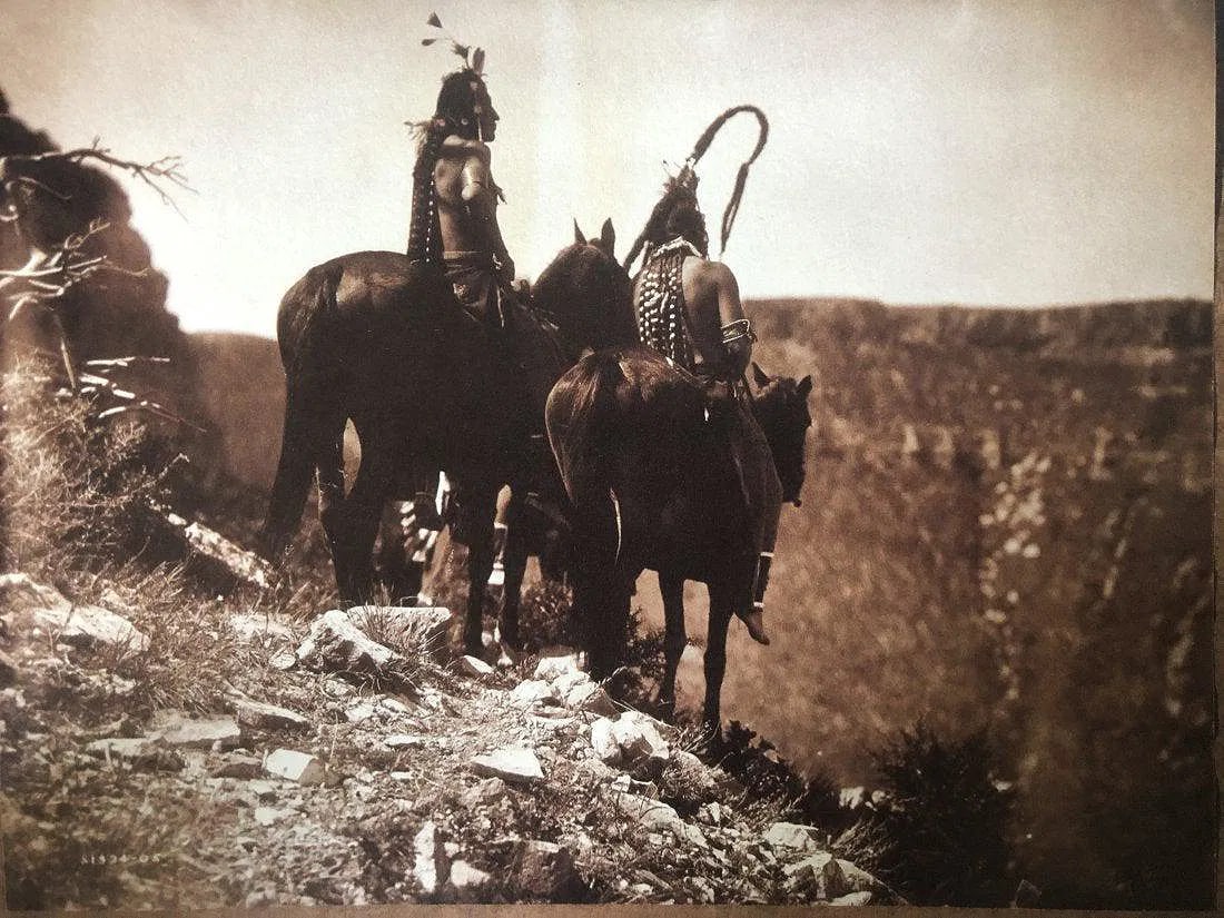 EDWARD CURTIS (1868-1952)+B137B138:B146: The Outlook Printed in colors mounted on archival board 5 1/2" x 7 1/4"