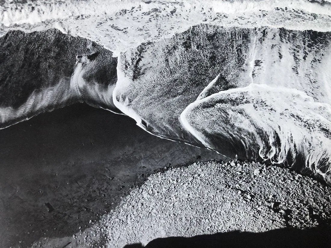 ANSEL ADAMS (B. 1902-1984): Surf Sequence 4, San Mateo County Coast, California Printed in colors mounted on archival board 6" x 7"