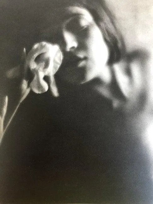 EDWARD WESTON (1886-1958): The White Iris Printed in colors mounted on archival board 9 1/2" x 7 1/2"