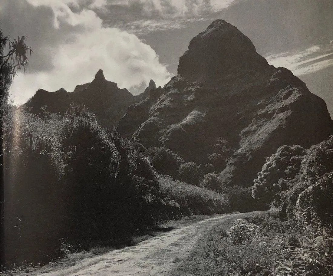 ANSEL ADAMS (B. 1902-1984): Along the road near Haena, Kauai Printed in colors mounted on archival board 7 1/3" x 8 3/4"