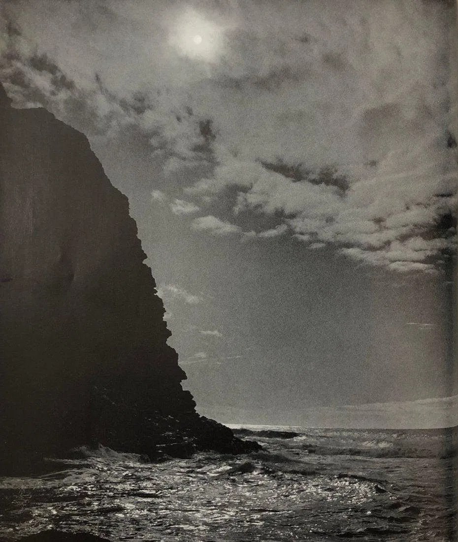 ANSEL ADAMS (B. 1902-1984): Hanakapiai, North Shore, Kauai Printed in colors mounted on archival board 10 1/3" x 8 1/2"