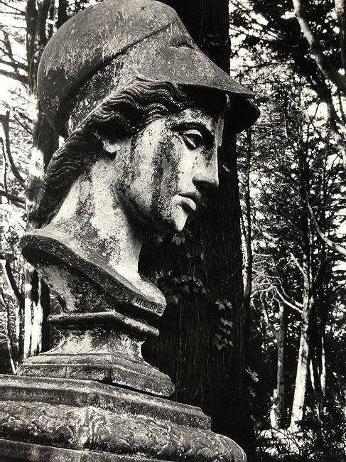 ANSEL ADAMS (B. 1902-1984): Head of Minerva, Sutro Gardens, San Francisco, California Printed in colors mounted on archival board 6 1/2" x 5"