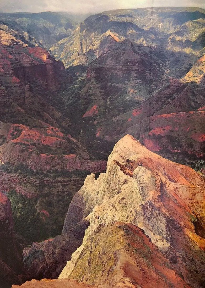 ANSEL ADAMS (B. 1902-1984): Waimea Canyon, Kauai Printed in colors mounted on archival board 11 3/4" x 8 3/4"
