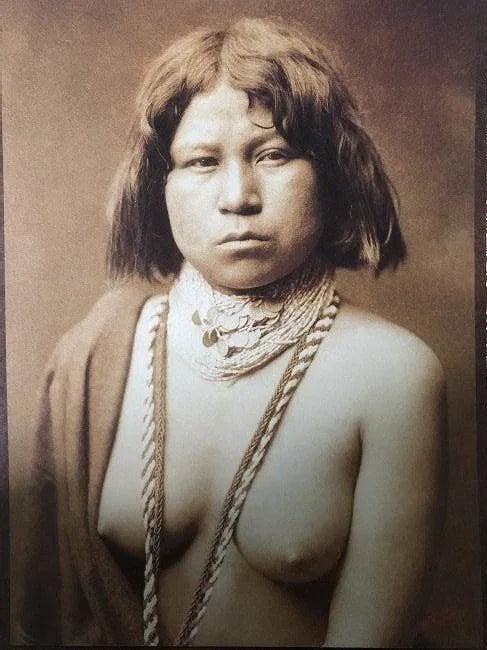 EDWARD CURTIS (1868-1952): Judith A Mojave Woman, Southeast Arizona Printed in colors mounted on archival board 8 1/2 x 6"