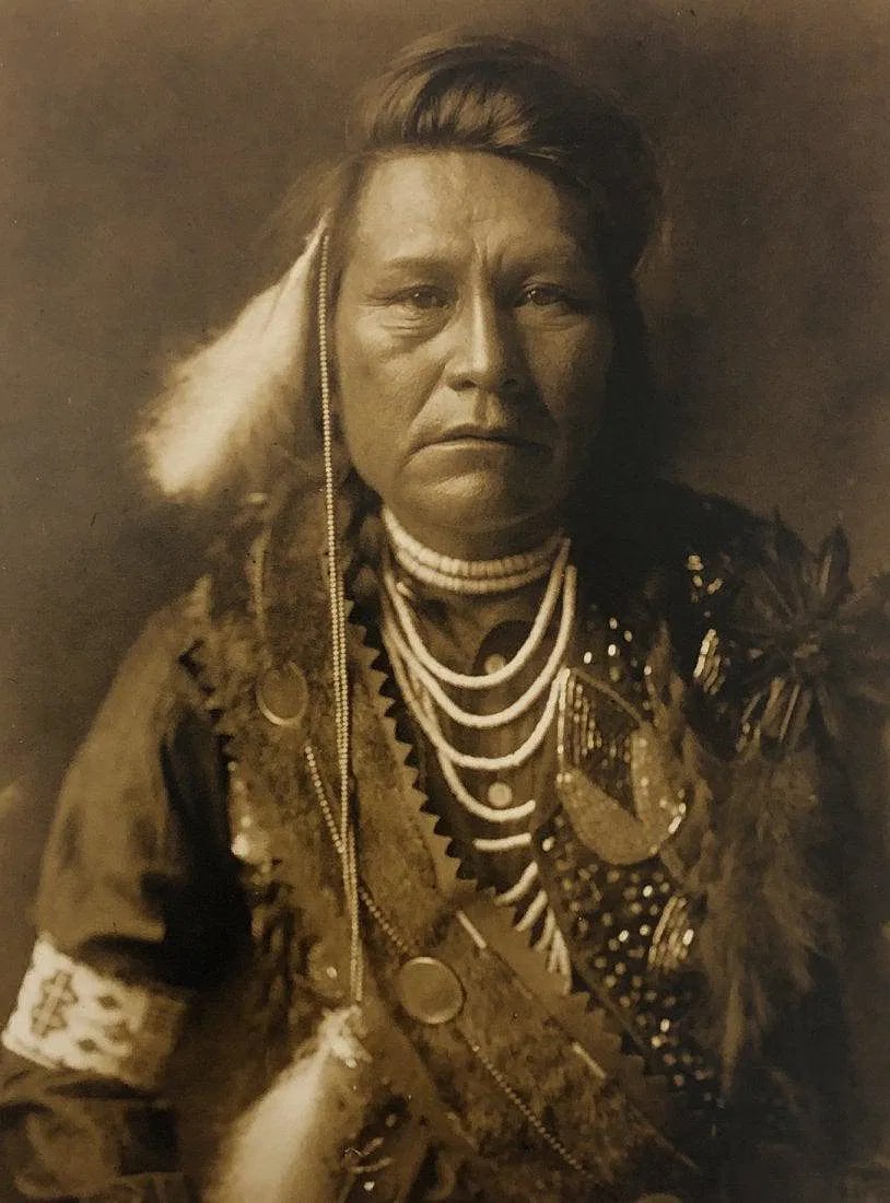 EDWARD CURTIS (1868-1952): Portrait of Inashah, Printed in colors mounted on archival board 8" x 6"