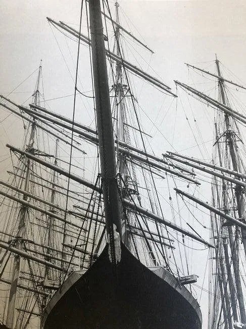 EDWARD WESTON (1886-1958): San Francisco Ships Printed in colors mounted on archival board 9 1/2" x 7 1/2"