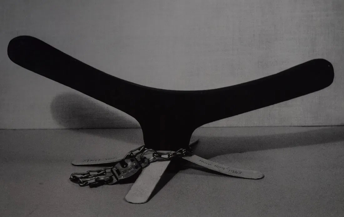 MAN RAY (1890-1976): L' Anti-vol Printed in colors mounted on archival board 10 3/8" x 7"