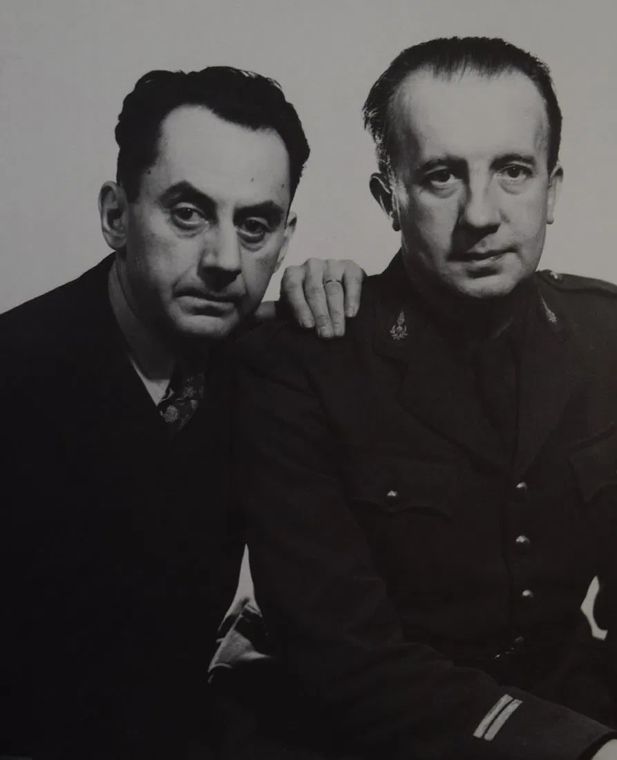 MAN RAY (1890-1976): Man Ray & Paul Eluard Printed in colors mounted on archival board 10 1/2" x 7 3/4"