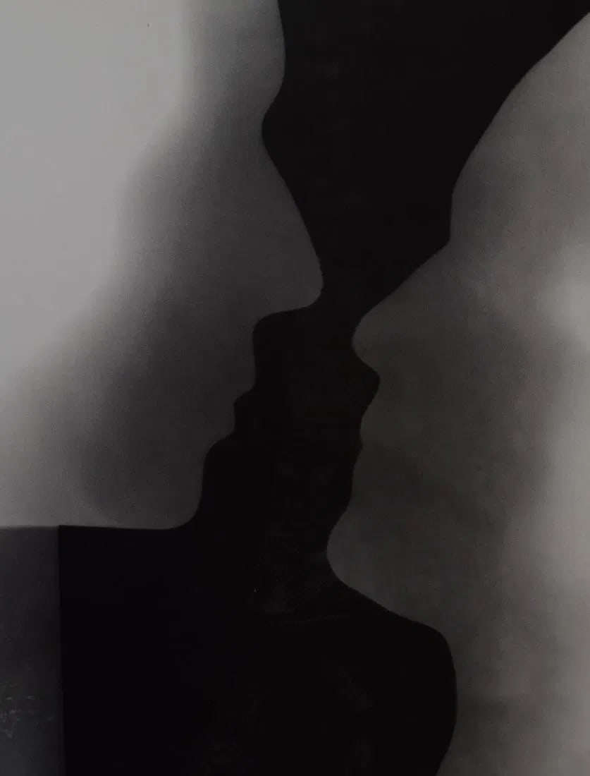 MAN RAY (1890-1976): Rayograph Printed in colors mounted on archival board 10 1/2" x 7 1/4"