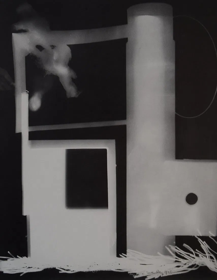 MAN RAY (1890-1976): Rayograph Printed in colors mounted on archival board 10 3/8" x 8"