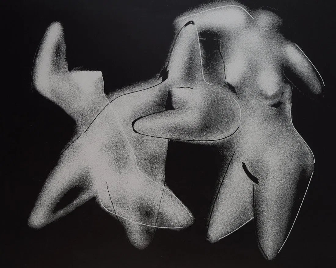 MAN RAY (1890-1976): Aerograph, Printed in colors mounted on archival board 10 3/8" x 8 1/2"