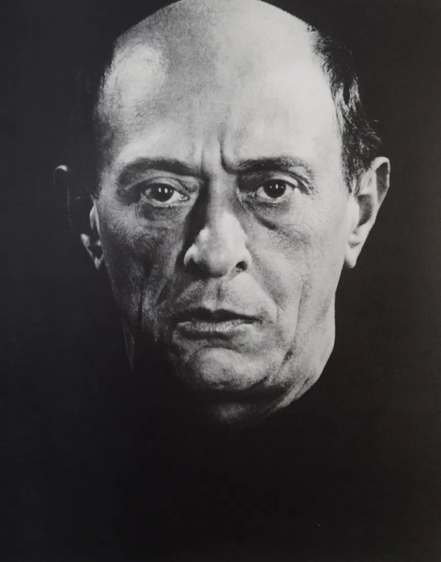 MAN RAY (1890-1976): Arnold Schonberg, Printed in colors mounted on archival board 10 1/4" x 81/4"