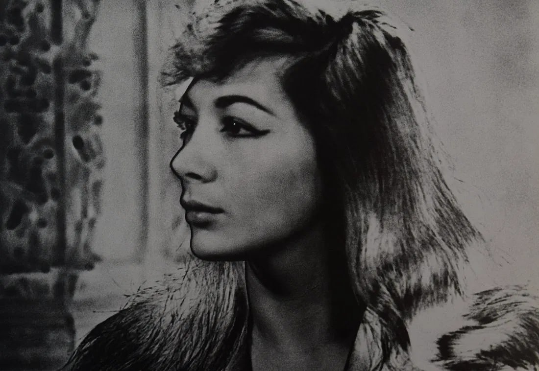 MAN RAY (1890-1976): Juliette Greco Printed in colors mounted on archival board 7 3/8" x 10 3/8"