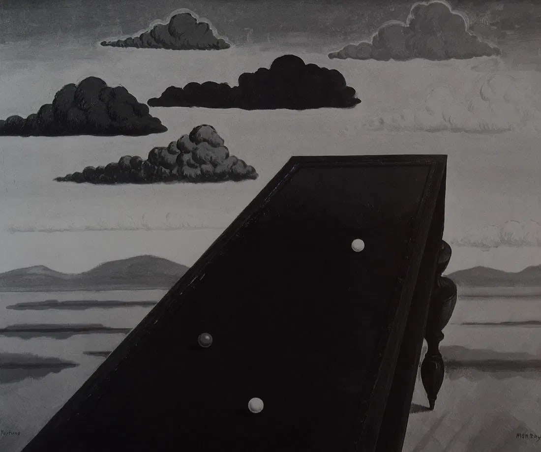 MAN RAY (1890-1976): La Fortune, Printed in colors mounted on archival board 8 1/2" x 10 1/2"