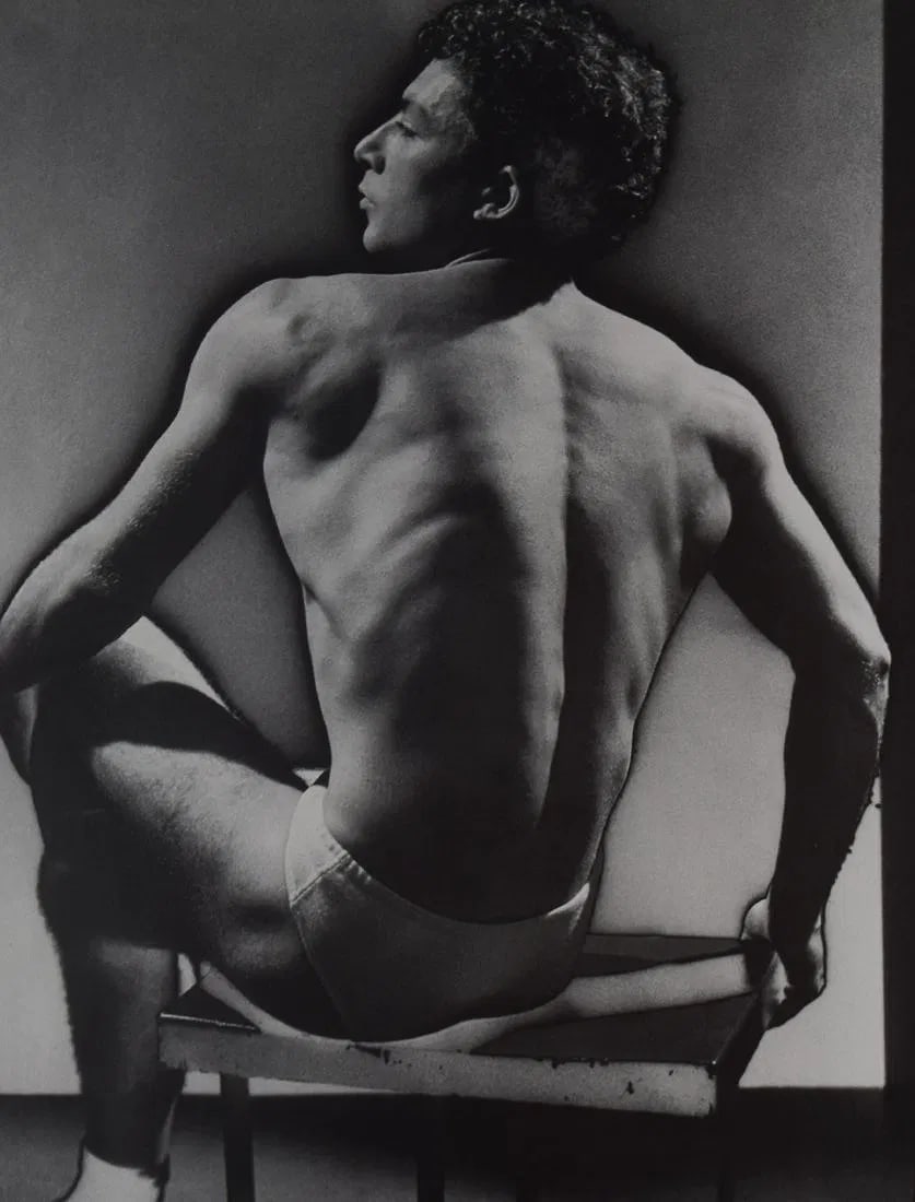 MAN RAY (1890-1976): Male Nude Printed in colors mounted on archival board 10 1/2" x 8"