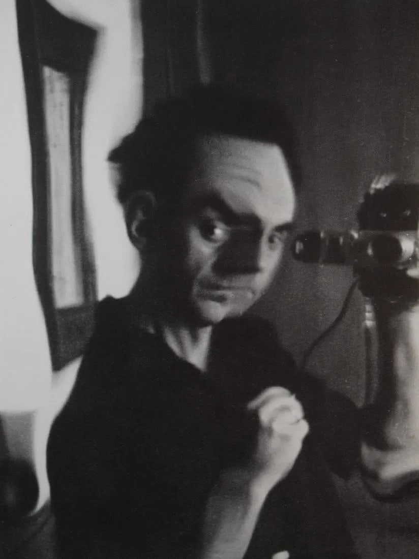 MAN RAY (1890-1976): Man Ray (Self Portrait Distortion), Printed in colors mounted on archival board 10 3/8" x 7 1/2"