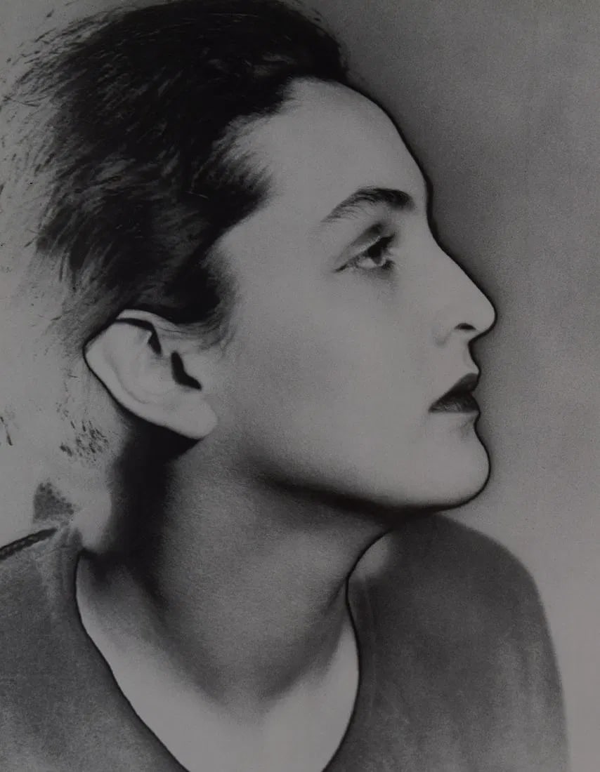 MAN RAY (1890-1976): Meret Oppenheim, Printed in colors mounted on archival board 10 1/2" x 8"