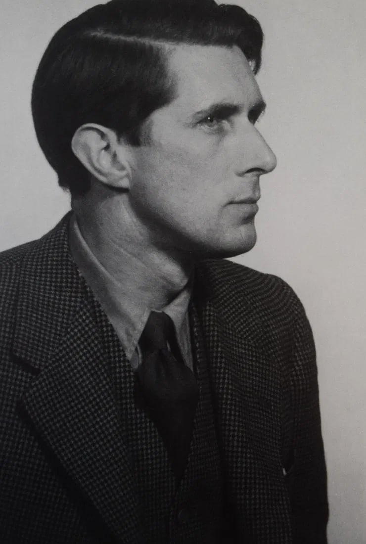 MAN RAY (1890-1976): Rolando Pennrose, Printed in colors mounted on archival board 10 1/4" x 7"