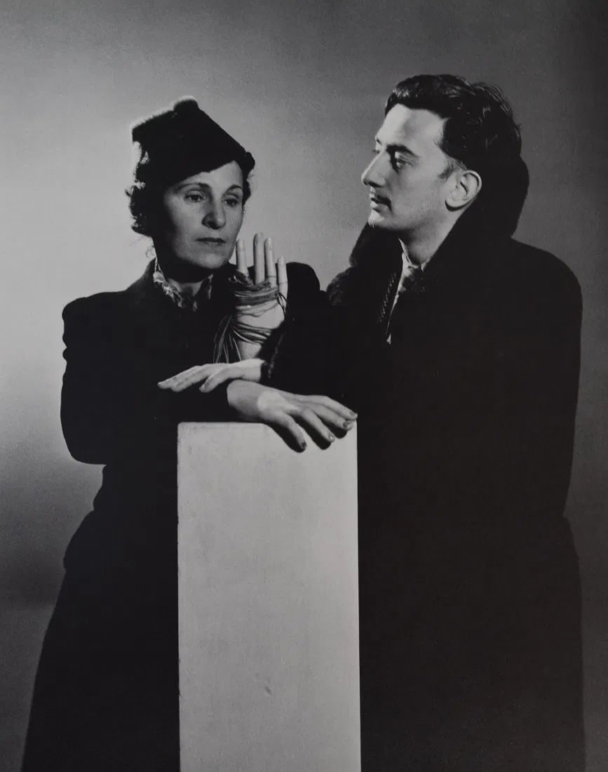 MAN RAY (1890-1976): Salvidor Dali & Gala Printed in colors mounted on archival board 10 1/2" x 8"