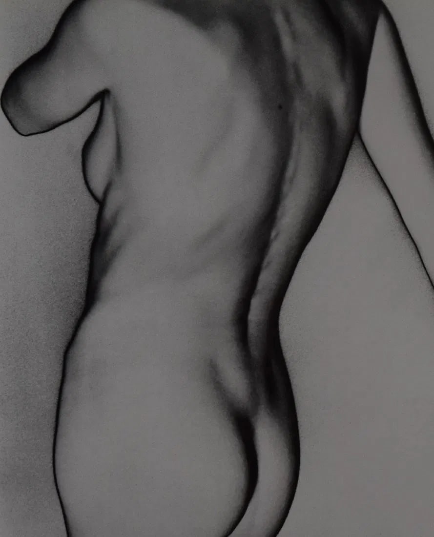 MAN RAY (1890-1976): Untitled (Nude), Printed in colors mounted on archival board 10 3/8" x 8 1/2"