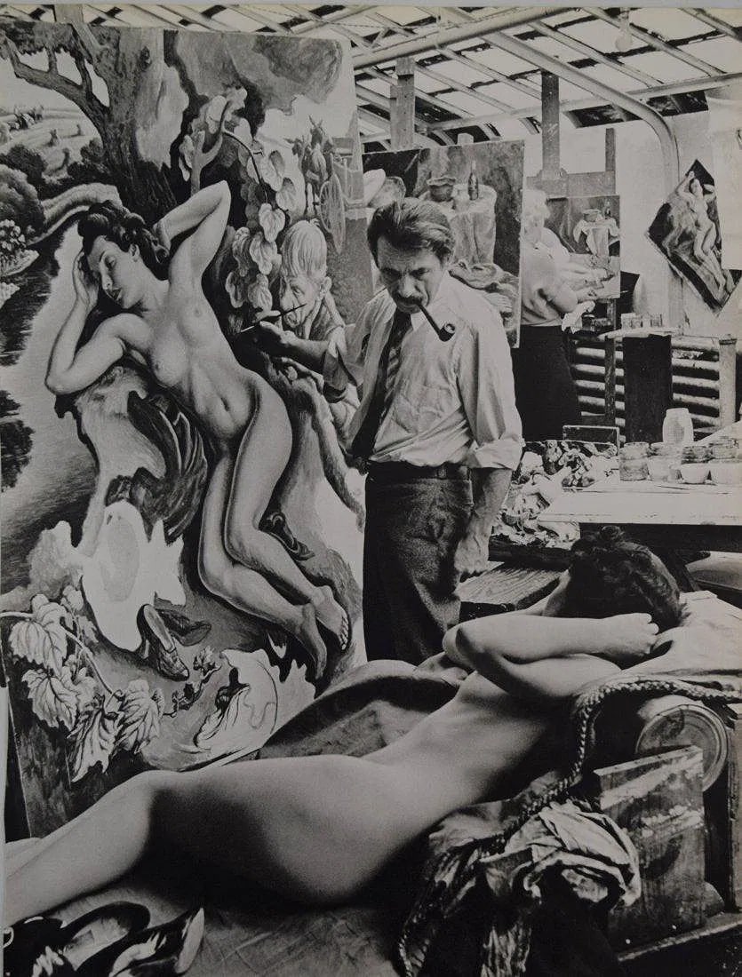 ALFRED EISENSTAEDT (1898-1995): Thomas Hart Benton, Printed in colors mounted on archival board 12 1/2" x 9 1/2"