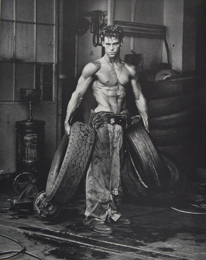 HERB RITTS (1952-2002): Fred w/ Tyer Printed in colors mounted on archival board 14" x 11"