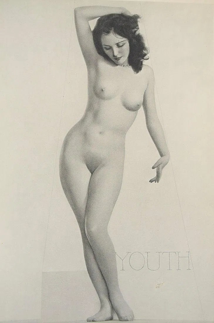 WILLIAM MORTENSEN (1897-1965): Youth, Printed in colors mounted on archival board 11" x 7 1/2"