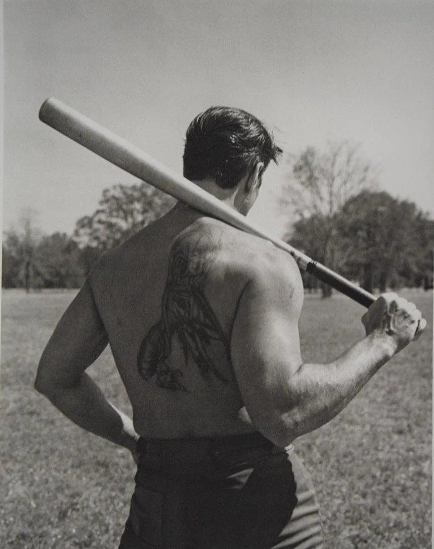 BRUCE WEBER (B.1946): Baseball, Printed in colors mounted on archival board 11" x 8 1/2"