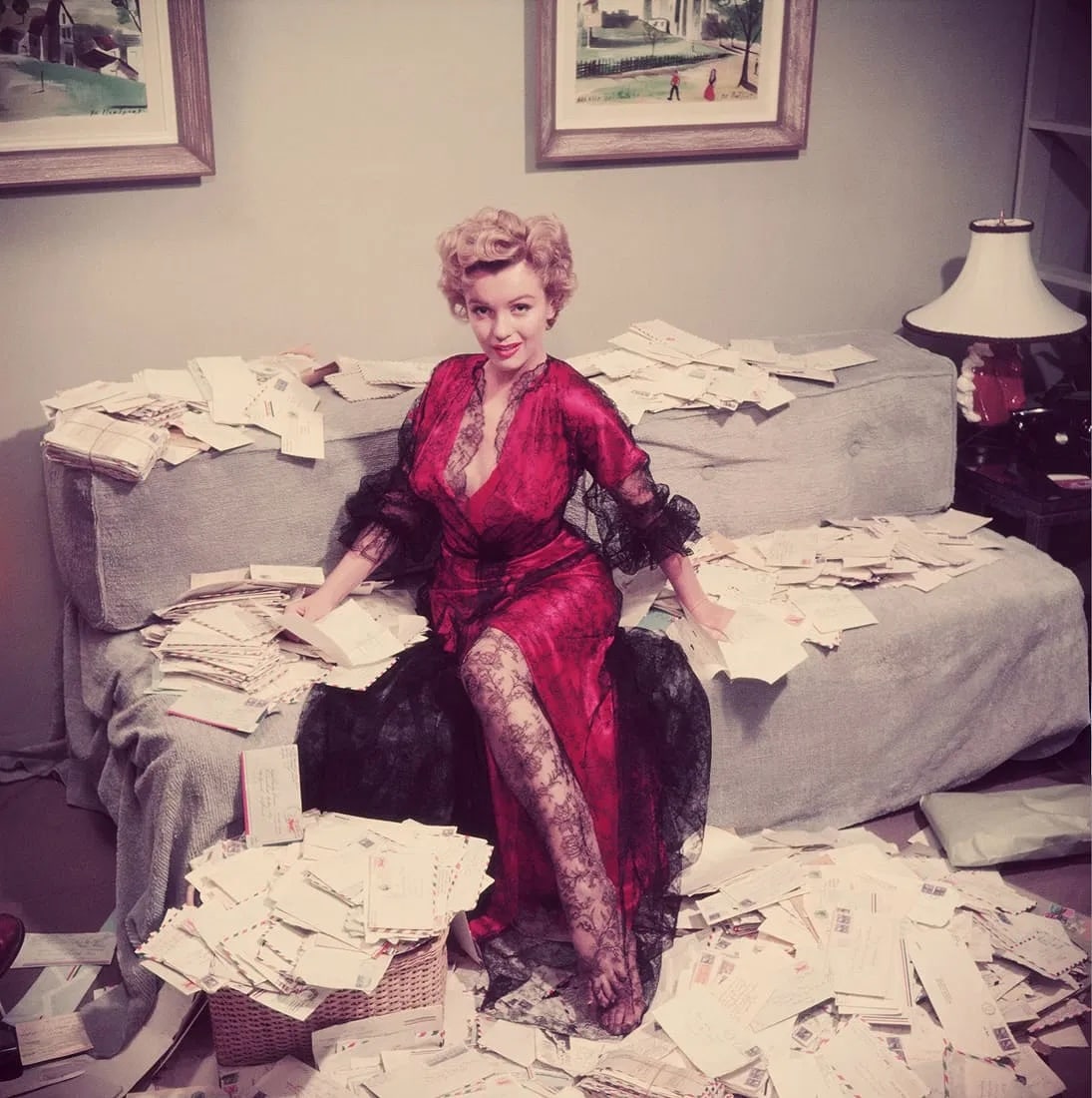 SLIM AARONS, MARILYN MONROE (AMERICAN) FAN MAIL PRINT ON PAPER: Slim Aarons, Marilyn Monroe (American) Fan Mail Print on Paper.