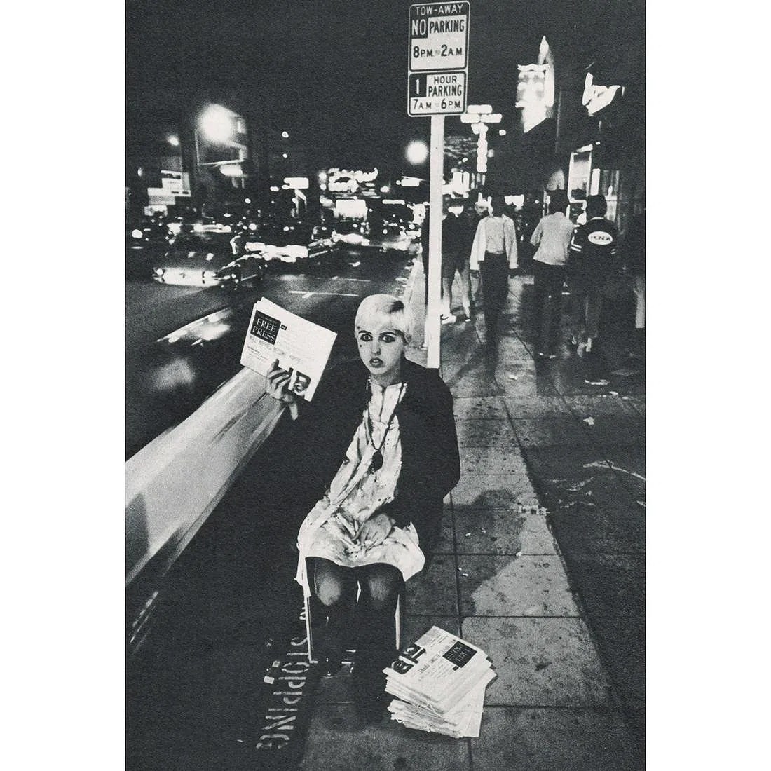DENNIS STOCK (AMERICAN) PRINT ON PAPER: Dennis Stock (American) Print on Paper. Sunset Strip. Printed in Spain in 1970s. Measures 9.75 x 6.50 inches.