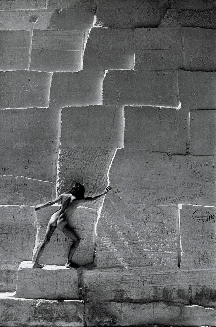 LUCIEN CLERGUE (FRENCH) PRINT ON PAPER: Lucien Clergue (French) Print on Paper. Nude in the Quarries. Printed in Germany in 1982. Measures 6.50 x 9.80 inches.