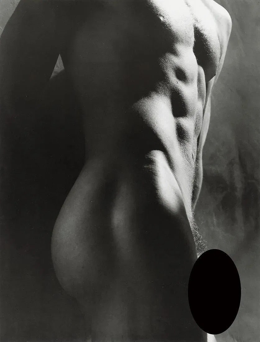GREG GORMAN (AMERICAN) PRINT ON PAPER: Greg Gorman (American) Print on Paper. Male Torso (1988). Printed in Italy in 1996. Photo Litho. Measures 8.55 x 11.20 inches.