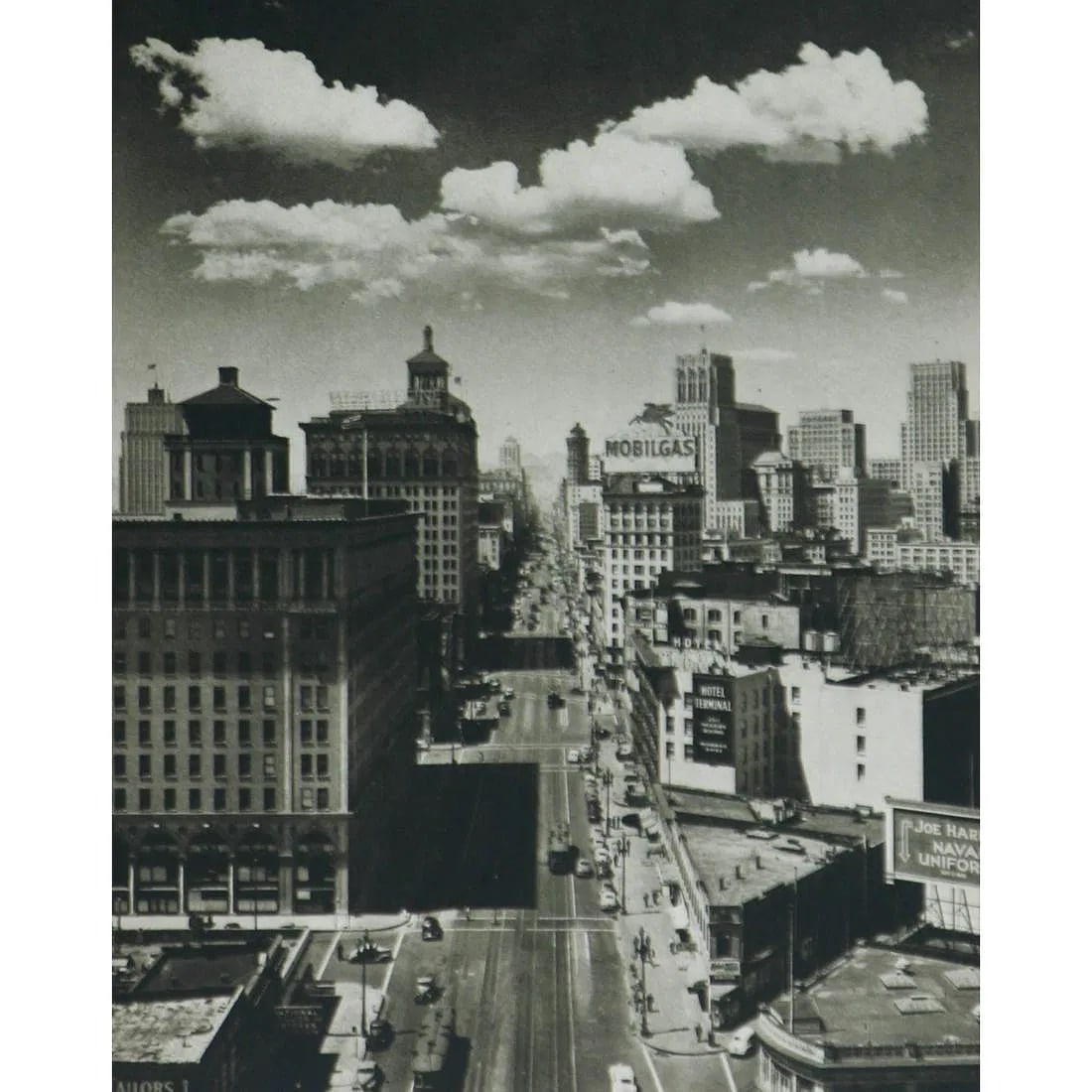 JOSEF MUENCH (AMERICAN) PRINT ON PAPER: Josef Muench (American) Print on Paper. Market Street, San Francisco, California. Printed in USA in 1940s. Measures 6.25 x 5.00 inches. Gravure.