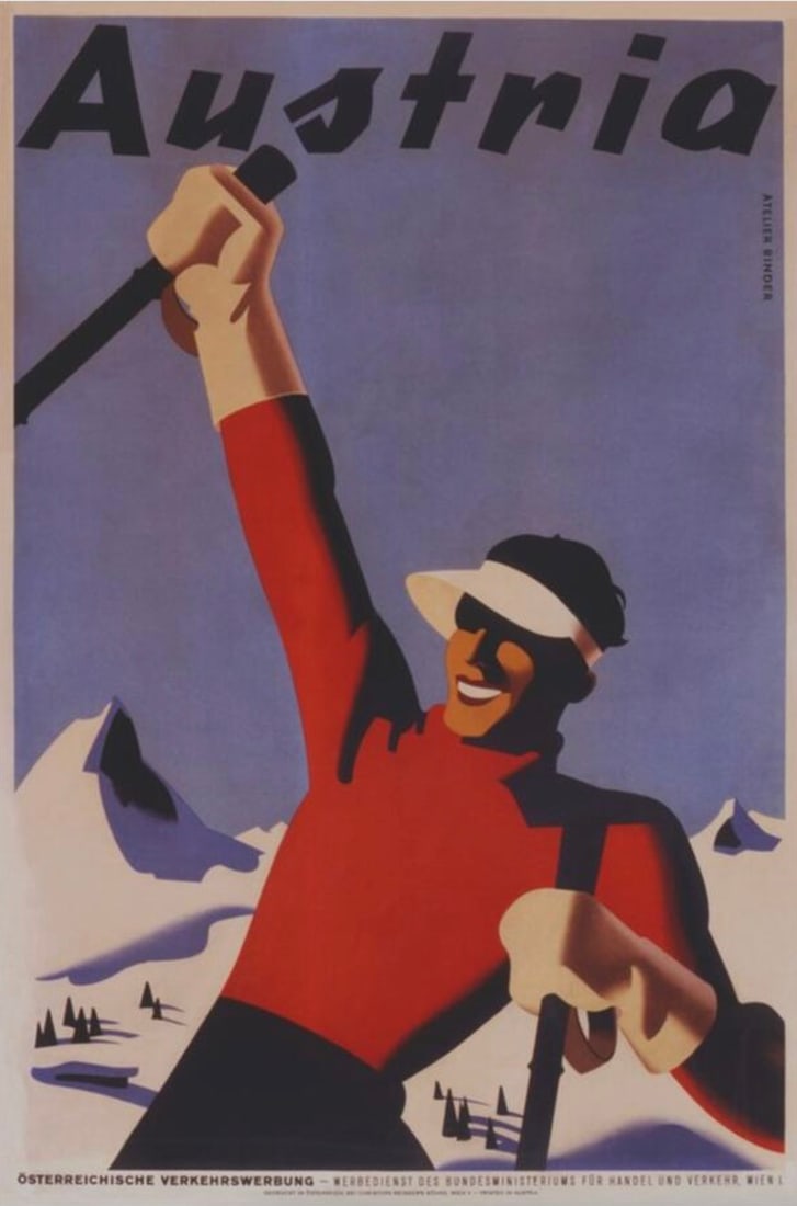 AFTER JOSEPH BINDER (AUSTRIAN) POSTER: After Joseph Binder (Austrian) Poster. Austria Travel Poster (c. 1937). Measures 17.25 x 24.75 inches.