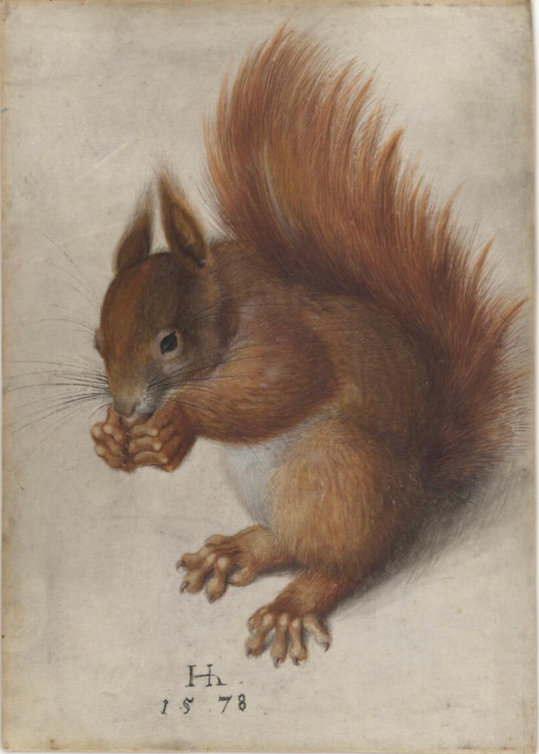 AFTER HANS HOFMANN (GERMAN-AMERICAN) PRINT ON PAPER: After Hans Hofmann (German-American) Print on Paper. Red Squirrel (1578). Measures 11.00 x 15.25 inches. Adhered to canvas.